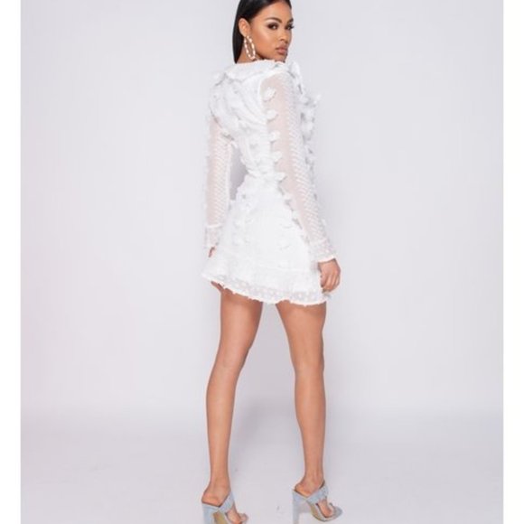 Parisian White Dobby Frill Detail Mini Dress Sz 2 NWT 125 - Picture 1 of 11